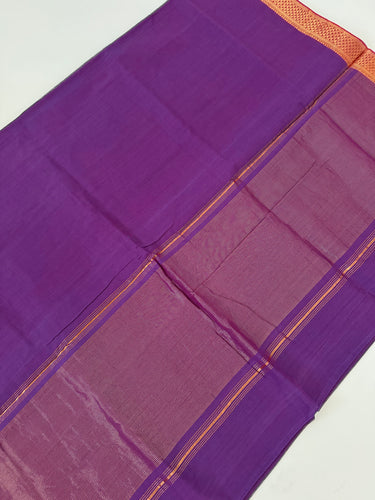 Handwoven Mangalgiri Cotton Saree | Purple | Gold Zari | Ships from California